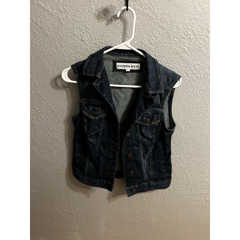 Express‎ Jean Jacket Vest Sleeveless Women's Size XS Denim